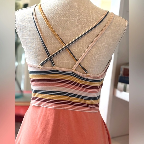 Pact Organic Striped/Salmon Fit & Flare Cross-Strap Sun Dress. Women’s Sz-M EUC - Picture 4 of 12